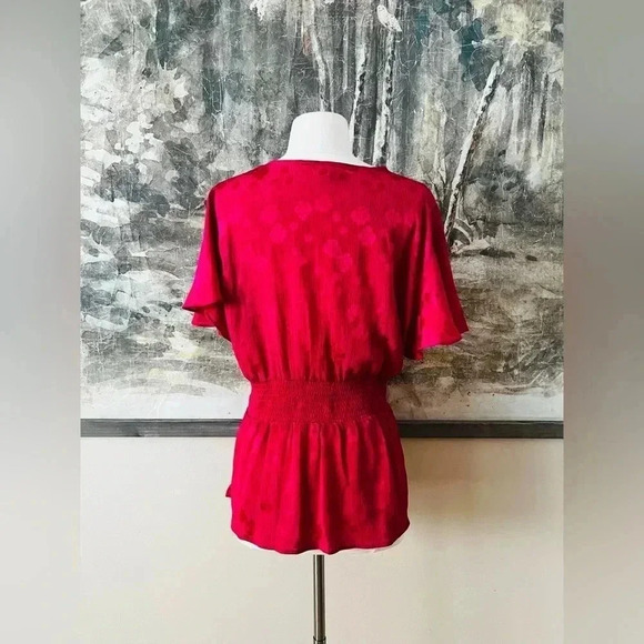 Max Studio Women's Flutter Sleeve Waist Tie Blouse in Pink Size XL NWOT $98 - Picture 6 of 11